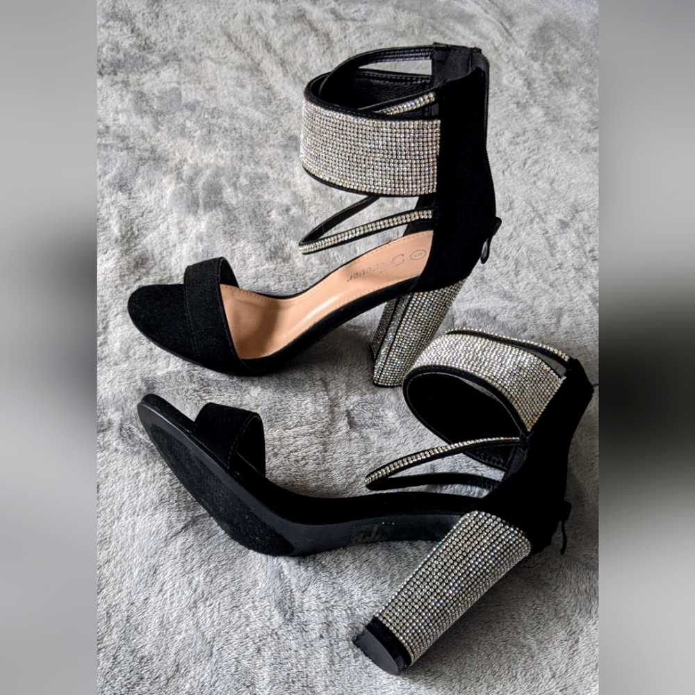 Rhinestone heeled sandals